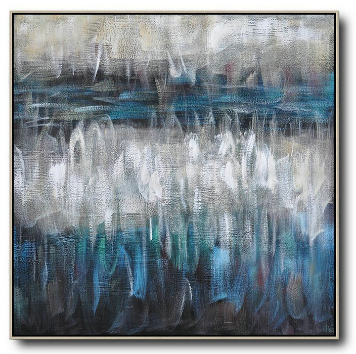 Extra Large 72" Acrylic Painting,Oversized Contemporary Painting,Large Abstract Art Handmade Acrylic Painting,White,Blue,Brown,Black.etc